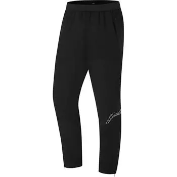 Li Ning Running Series повседневные однотонные простые прямые быстросохнущие трикотажные спортивные брюки мужские брюки черного цвета AYKU041-1 L