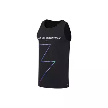 Li-Ning с буквенным принтом и круглым вырезом, быстросохнущая свободная майка, мужские топы, черный AVST089-1 XL