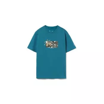 Li-Ning Scenic Print Round Neck Short Sleeve T-Shirt Men Tops Space-Blue AHST731-3 XL