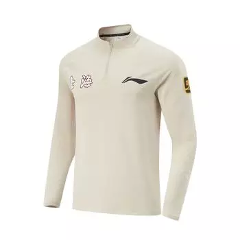 Li Ning Серия CBA Профессиональная баскетбольная серия Стойка-воротник с надписью Удобная дышащая универсальная повседневная футболка с длинным рукавом Мужские топы ATLU263-1 XL