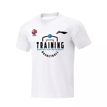 Li Ning Серия CBA Тренировочная Футболка с принтом Дышащая Влагоотводящая Круглый вырез Модная Футболка с коротким рукавом Унисекс Белый AHSVE61-2TRAINING S