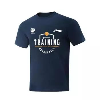 Li Ning Серия CBA Тренировочная Футболка с принтом Дышащая Влагоотводящая Круглый вырез Модная Футболка с коротким рукавом Унисекс AHSVE61-3TRAINING M