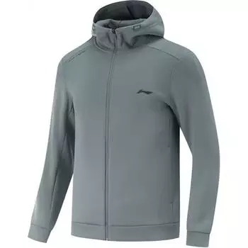 Li Ning Серия Фитнес Однотонная Толстовка с капюшоном на молнии Удобная Дышащая Универсальная Повседневная Толстовка Мужская толстовка Штормовой серый AWDV125-9 2XL