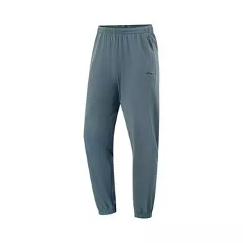 Li Ning Серия Фитнес Однотонные Со средней посадкой Удобные Быстросохнущие Прохладные Универсальные Зауженные Трикотажные Спортивные брюки Мужские низ Темно-синий AKYV177-3 S