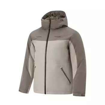 Li Ning Серия Фитнес Толстовка на молнии Удобная Дышащая Универсальная Повседневная Хлопковая куртка Мужская куртка Древесно-серо-коричневый Пыльно-дымчато-серый AFMU035-3 2XL