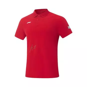 Li Ning Серия Glory Однотонная Мягкая Удобная Дышащая Универсальная Повседневная Футболка-поло с коротким рукавом Мужские Футболки-поло Бычий Красный APLV465-3 L