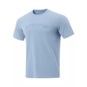 Li Ning Серия Glory Спортивная Мода Универсальная Повседневная Дышащая Футболка с Круглым Вырезом и Коротким Рукавом с Логотипом Мужские Футболки Синяя ATSV693-4 M