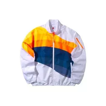 Li Ning Серия Неделя моды в Нью-Йорке Свободная спортивная куртка с воротником-стойкой Мужская куртка Стандартный-Белый AJDP653-2 XL