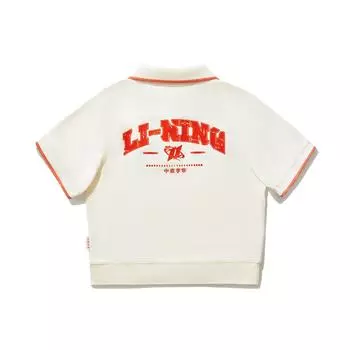 Li Ning Серия Reignite Поло с коротким рукавом спортивное пуловер с полоской-надписью Женские рубашки поло Молочно-белый APLU036-1 S