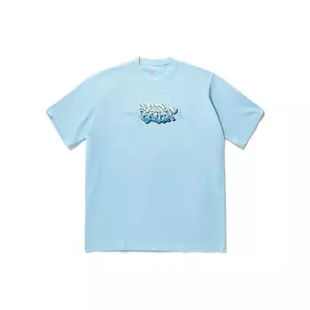 Li Ning Серия Скейтборд Принт с буквами Круглый вырез Свободная Футболка с коротким рукавом Унисекс Топы Небесно-голубой AHSU225-2 L