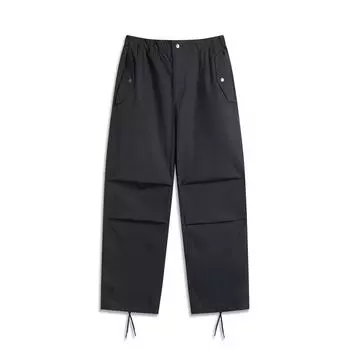 Li Ning Серия Спортивный Стиль Однотонные Дышащие Универсальные Прямые Свободные Повседневные Брюки Мужские низы Темно-синий AKXV033-1 XL