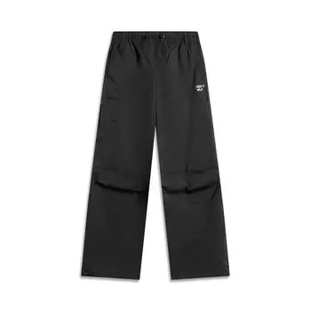 Li Ning Серия Спортивный Стиль Однотонные Со средней посадкой На кулиске Дышащие Универсальные Свободные Повседневные Брюки Женские брюки Черный AKXV188-2 M