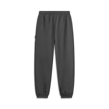 Li Ning Серия Спортивный Стиль Однотонные Со средней посадкой Удобные Дышащие Флисовые Трикотажные Спортивные Брюки с манжетами Мужские штаны Темно-серый AKLUD03-4 S