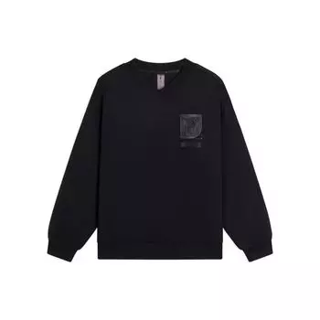 Li-Ning Серия Sports Trend, однотонный пуловер с логотипом и v-образным вырезом, толстовка с длинными рукавами, топы унисекс, черный AWDSC21-1 M