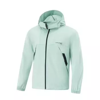 Li Ning Серия Urban Outdoor Однотонная Толстовка с капюшоном на молнии Свободная Дышащая Защита от УФ-лучей Солнцезащитная куртка Унисекс Куртка Серо-зеленый AFDV461-8 S