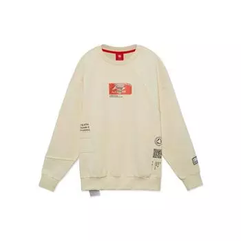 Li Ning Серия Wade Принт с узором Сращенный Свободный Свитшот с круглым вырезом Мужской свитшот Облачно-Абрикосовый AWDRA83-2 S