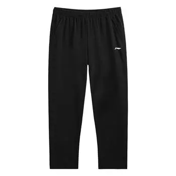 Li-Ning Simple Versatile Straight Fit Solid Color Comfortable Fashion Sports Casual Pants Unisex bottoms Black AKLVA65-1 S