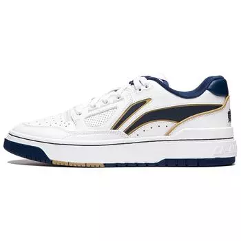 Li Ning синтетическая кожа удобные модные нескользящие прочные низкие кроссовки для скейтбординга унисекс белые темно-синие ABCU001-6 43