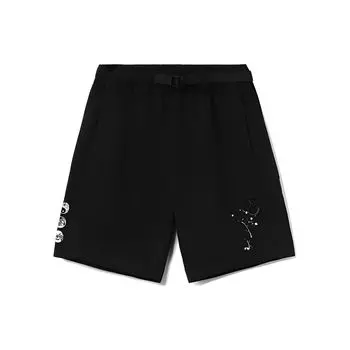 Li Ning Skateboard Series Pattern Printed Woven Sports Shorts Men shorts Black AKSR445-1 XL