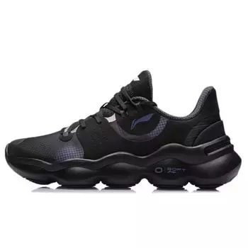 Li Ning Soft Bubble амортизирующие нескользящие износостойкие низкие спортивные повседневные туфли мужские кроссовки черные фиолетовые ARHR005-2 39