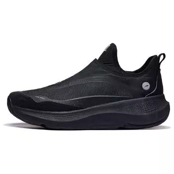 Li Ning Soft Go Fabric Synthetic Leather Нескользящие износостойкие низкие повседневные туфли Мужские кроссовки Черные AGLU105-1 41