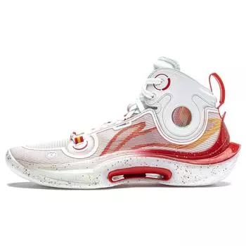 Li Ning Sonic ультра удобные универсальные прочные высокие баскетбольные кроссовки мужские кроссовки белые красные ABAT019-8 47