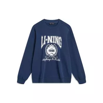 Li Ning Sport Lifestyle Series Letter Number Printing Crew Neck Pullover Толстовка Унисекс Толстовка Deep-Navy AWDTB59-3 M