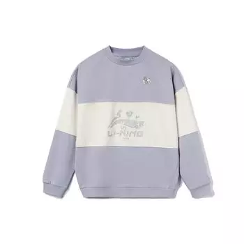 Li-Ning Спортивная модная серия Fun Logo Print Color Block Loose Pullover Толстовка Женская толстовка Белый Фиолетовый AWDR398-4 XXL