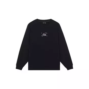 Li-Ning Спортивная серия Trend с буквенным принтом и логотипом, пуловер с круглым вырезом, свободная повседневная толстовка с длинными рукавами, топы унисекс, черные AWDT063-2 L