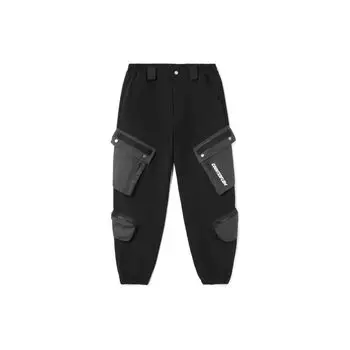 Li-Ning Спортивные брюки из флиса с отражающими манжетами и большими карманами, мужские брюки черного цвета AYKR989-3 M