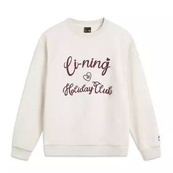 Li-Ning Спортивный стиль Серия Пуловер с круглым вырезом Буквенный Свободный Модный Универсальный Повседневный Простой Спортивный свитшот Женский свитшот AWDVC16-3 M