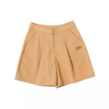 Li Ning Sports Basketball Series Logo Вышитые повседневные шорты Женские шорты цвета олень-коричневый AKSR262-1 S