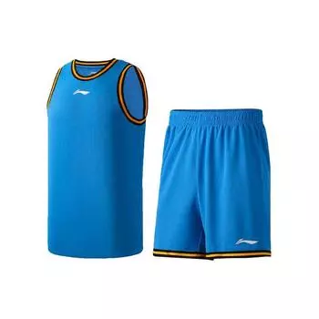 Li Ning Sports Basketball Series Mesh Breathable Basketball Competition Casual Sports Suit Men sportswear Beijing-Blue AATR011-8 M