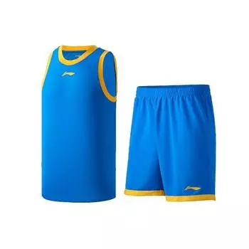 Li Ning Sports Basketball Series сетчатый дышащий баскетбольный соревновательный повседневный спортивный костюм мужской костюм ярко-синий AATR011-3 S