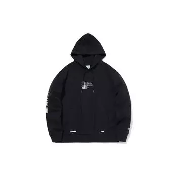 Li Ning Sports Casual Printed Pattern Pullover Long Sleeve Hoody Men Hoody Black AWDR025-1 S