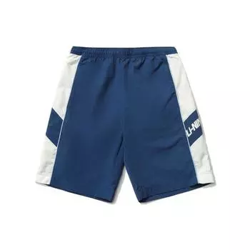 Li Ning Sports Fashion Series Patchwork Светоотражающие полосатые спортивные шорты с принтом Мужские шорты синего цвета AKSR465-2 S