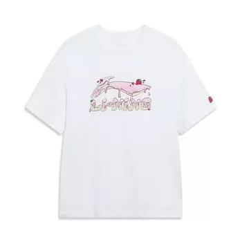 Li Ning Sports Fashion Series Повседневная универсальная футболка с вышитым логотипом, прямая, мягкая, удобная, приятная для кожи, летняя футболка с коротким рукавом AHSU744-1 XS