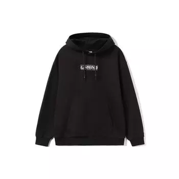 Li Ning Sports Fashion Series Вышитый логотип Свободная флисовая теплая толстовка с капюшоном унисекс толстовки черного цвета AWDRB74-1 M