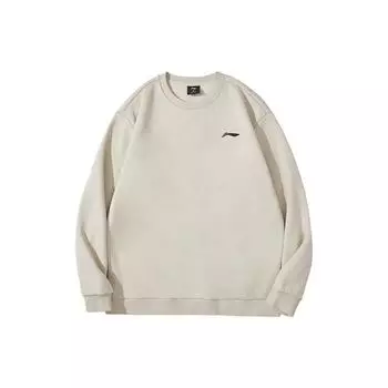 Li Ning Sports Lifestyle Series FW23 однотонный логотип беговой пуловер флисовая толстовка мужская толстовка хаки AWDTD83-3 XXXL