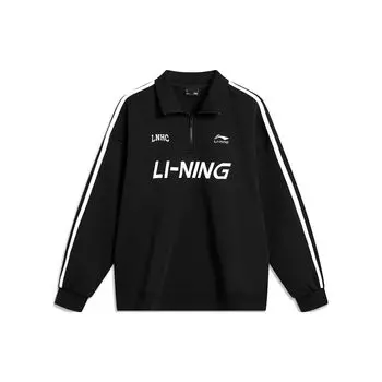 Li Ning Sports Lifestyle Series Letter Print Флисовый теплый свитер с длинным рукавом Толстовка унисекс Черный AWDTB35-2 XL