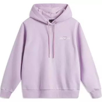 Li Ning Sports Lifestyle Series Letter с капюшоном, удобный флисовый дышащий пуловер, женская толстовка, сумеречно-фиолетовый AWDU452-5 S