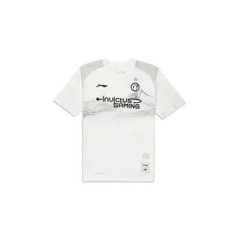 Li Ning Sports Lifestyle Series Логотип с принтом букв, круглый вырез, свитер с коротким рукавом, мужская футболка, цвет белый ATST657-1 S
