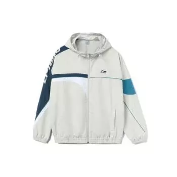 Li Ning Sports Trend Series Color Block свободная тканая спортивная куртка с капюшоном осенние мужские куртки серые AFDT529-1 L