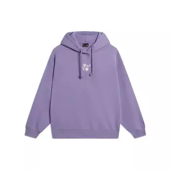 Li Ning Sports Trend Series Logo Print Флисовый свободный пуловер с капюшоном Женские толстовки с капюшоном Светло-фиолетовый AWDSB56-3 XL