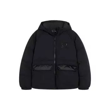 Li Ning Sports Trend Series однотонная толстовка с капюшоном и молнией, свободная куртка-пуховик для женщин, верхняя одежда, черный цвет AYMS072-4 S