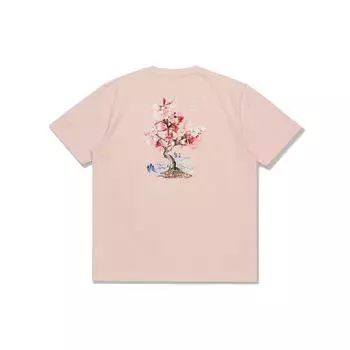 Li-Ning SS21 Cherry Blossom Series с логотипом и принтом, футболка с круглым вырезом и короткими рукавами, мужские топы, розовые AHSR630-2 M