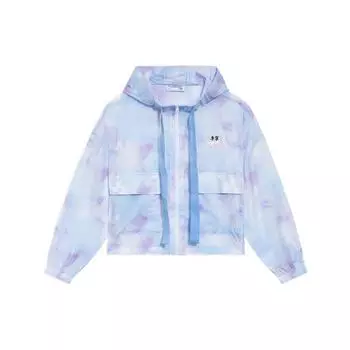 Li Ning SS22 Cherry Blossom Series Casual Hooded Long Sleeve Jacket Women Jackets Blue AFDS946-1 M