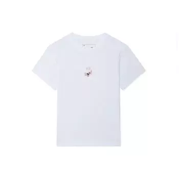 Li Ning SS22 Cherry Blossom Series Повседневная спортивная футболка с круглым вырезом и коротким рукавом из хлопка Женская футболка белого цвета AHSS922-1 M