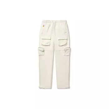 Li Ning Steven Harrington Collaboration, однотонные прямые трикотажные спортивные брюки с несколькими карманами, мужские брюки цвета не совсем белого AKLTC63-1 L