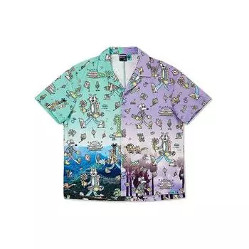 Li-Ning Steven Harrington Series, облегающая повседневная рубашка с цветными блоками и мультяшным принтом, топы унисекс с короткими рукавами, разноцветные ASHR139-1 M